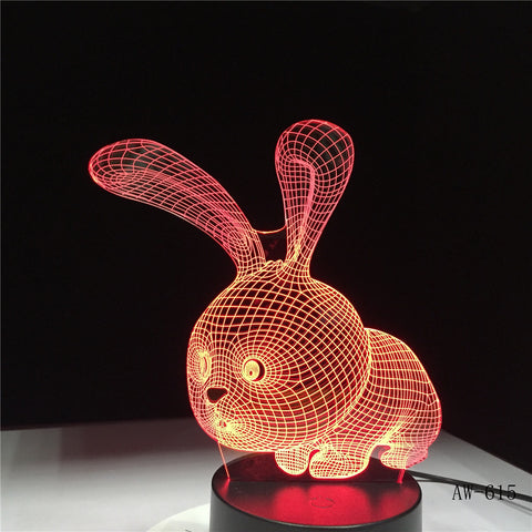 Novelty 3D Rabbit Shape Lamp Touch Sensor Light LED 7 Colors Remote Control Table Lamp Child Night Light as Gifts AW-615