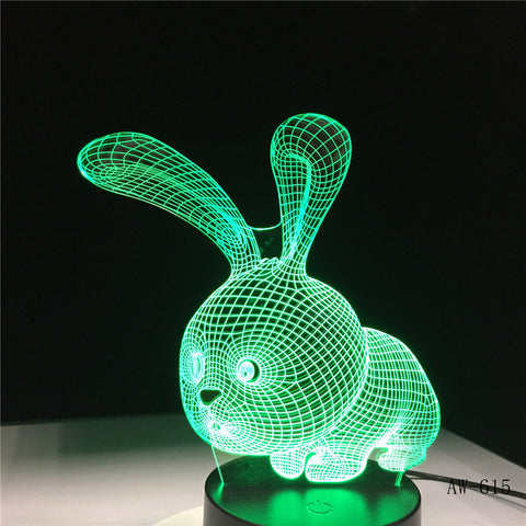 Novelty 3D Rabbit Shape Lamp Touch Sensor Light LED 7 Colors Remote Control Table Lamp Child Night Light as Gifts AW-615