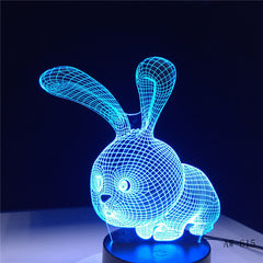 Novelty 3D Rabbit Shape Lamp Touch Sensor Light LED 7 Colors Remote Control Table Lamp Child Night Light as Gifts AW-615