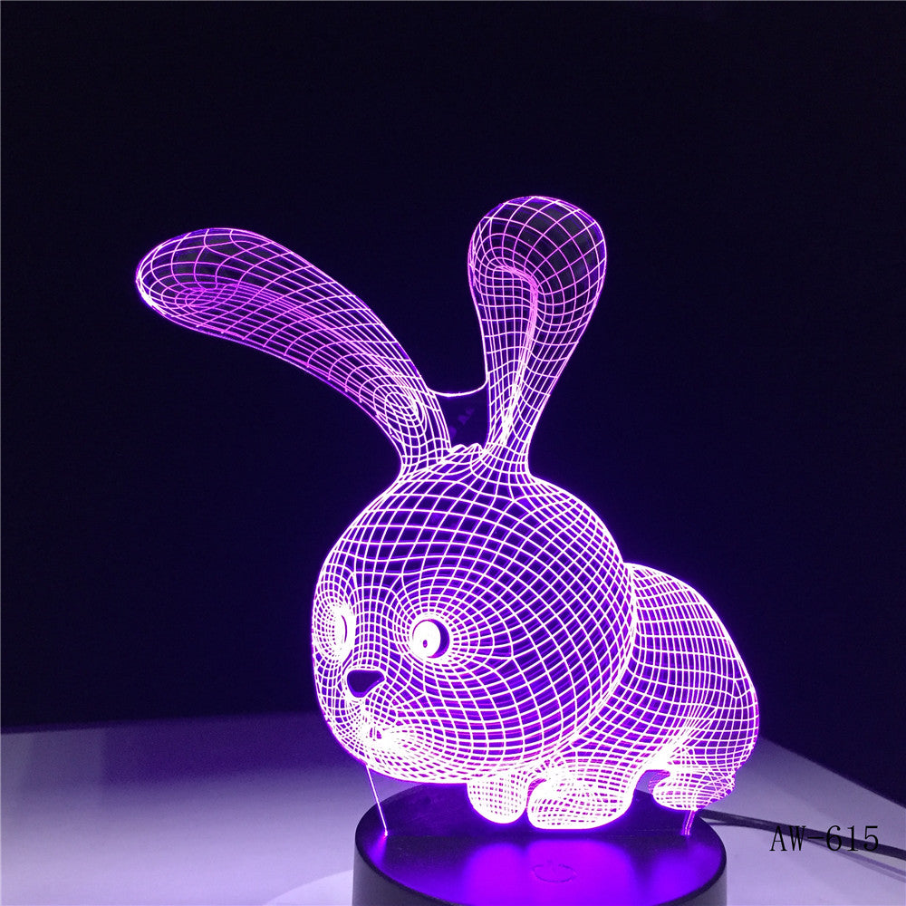 Novelty 3D Rabbit Shape Lamp Touch Sensor Light LED 7 Colors Remote Control Table Lamp Child Night Light as Gifts AW-615