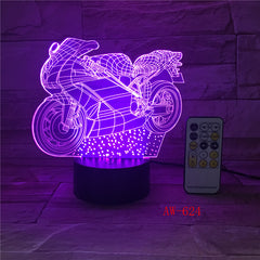 Motor 3D Led Light Novelty 3D Table Lamp 3D Motocross Bike shape Night Lights LED USB 7 Colors Changing lighting AW-624