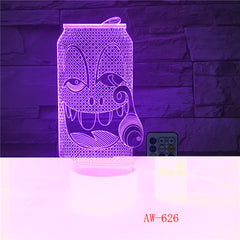 USB Acrylic Colorful Smoke Coke Expression Cartoon Night Light Bedroom Office LED Table Lamp Child Christmas Gift AW-626