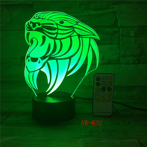 Cartoon Tiger 3D lamp LED stereo light Desk lamp touch and Remote Switch Colored lights Atmosphere lamp bedroom light AW-632