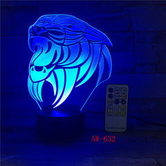 Cartoon Tiger 3D lamp LED stereo light Desk lamp touch and Remote Switch Colored lights Atmosphere lamp bedroom light AW-632