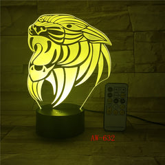 Cartoon Tiger 3D lamp LED stereo light Desk lamp touch and Remote Switch Colored lights Atmosphere lamp bedroom light AW-632