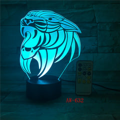 Cartoon Tiger 3D lamp LED stereo light Desk lamp touch and Remote Switch Colored lights Atmosphere lamp bedroom light AW-632