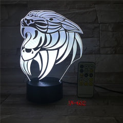 Cartoon Tiger 3D lamp LED stereo light Desk lamp touch and Remote Switch Colored lights Atmosphere lamp bedroom light AW-632