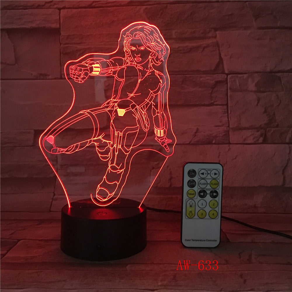 Wonder Woman DC 3D LED Night light Decoration lamp Bedroom Sleep Light 7 Color Change Boy Kid Girl RC Christmas Gift Toy AW-633