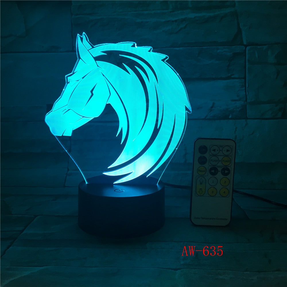 Horse-Head 3D illusion LED Night Light 7Colors Table Lamp Novelty Product light with Touch Button Children Gift Drop AW-635