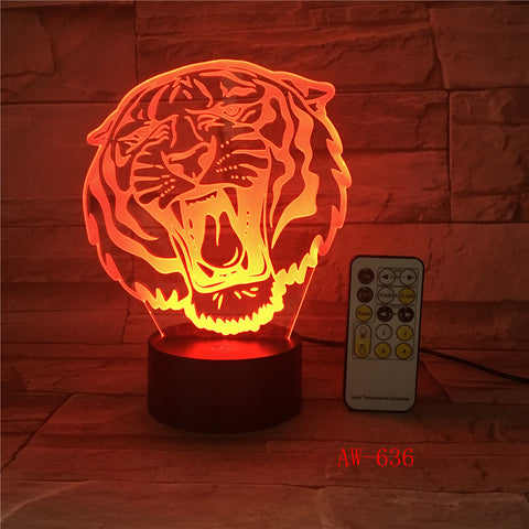 Tiger Christmas decorations gift for baby room lights Table Lamp For Bedroom Black base Lovely 7 color change Desk Lamp AW-636