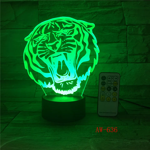 Tiger Christmas decorations gift for baby room lights Table Lamp For Bedroom Black base Lovely 7 color change Desk Lamp AW-636