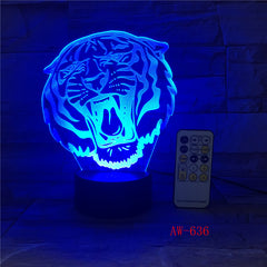 Tiger Christmas decorations gift for baby room lights Table Lamp For Bedroom Black base Lovely 7 color change Desk Lamp AW-636