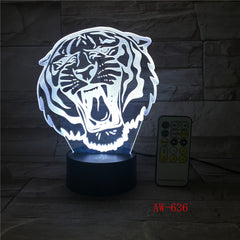 Tiger Christmas decorations gift for baby room lights Table Lamp For Bedroom Black base Lovely 7 color change Desk Lamp AW-636