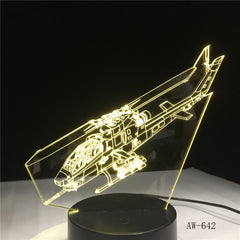 Helicopter Night Lights 3D LED Aircraft Table Lamp 7 Colors Change Bedroom Bedside Baby Sleep Light Fixture Xmas Gifts AW-642