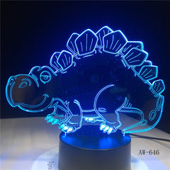 Dinosaur Model 3D illusion LED Night Light 7Color Product light with Touch Button Office Light Drop AW-646