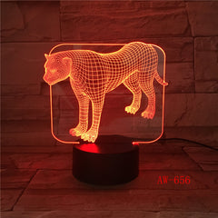 7 Colors Changeable Acrylic Leopards 3D Night Light LED Bedroom NightLight USB Table Lamp Baby Lighting Decor Kids Gift AW-656