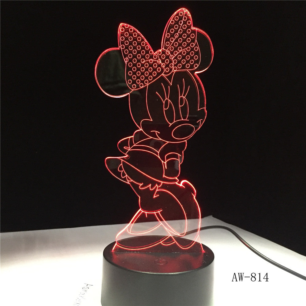 Mickey Minnie Mouse Cartoon 3D LED Night Light Novelty Table Desk Lamp Birthday Christmas Gift Child Kids Home Decor AW-814