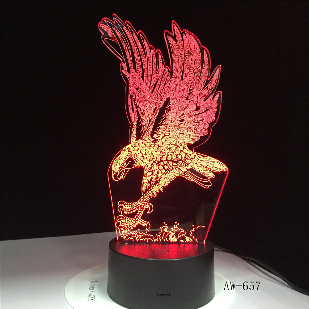 Eagle Lampe 3D Illusion Nightlight Colorful Hawk Touch Desk Light Bedside Lamp Acrylic Remote Light for Office Bedroom AW-657