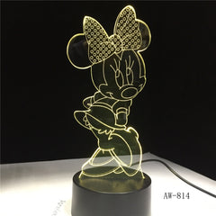 Mickey Minnie Mouse Cartoon 3D LED Night Light Novelty Table Desk Lamp Birthday Christmas Gift Child Kids Home Decor AW-814