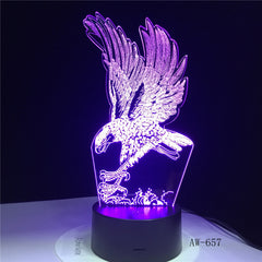 Eagle Lampe 3D Illusion Nightlight Colorful Hawk Touch Desk Light Bedside Lamp Acrylic Remote Light for Office Bedroom AW-657