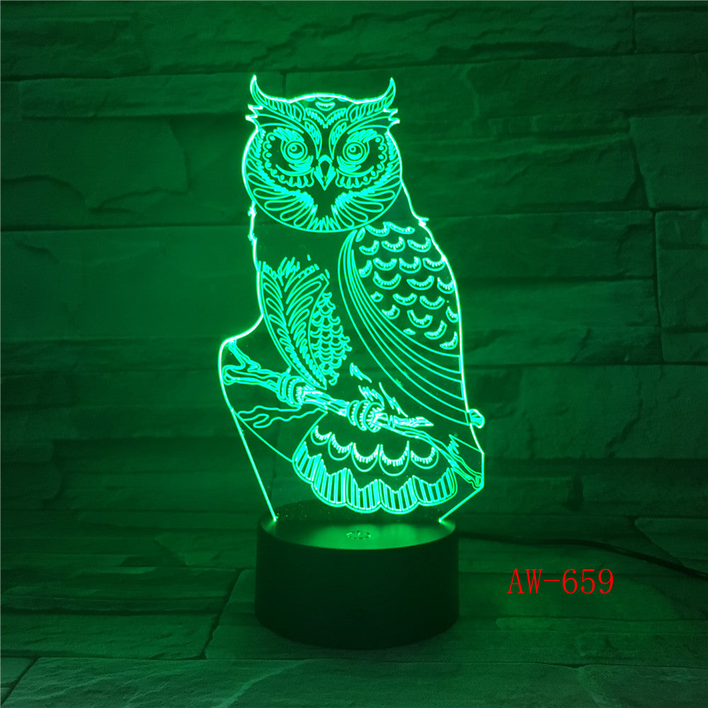 3D LED Night Lights Spiritual Owl with 7 Colors Light for Home Decoration Lamp Amazing Visualization Optical Illusion AW-659