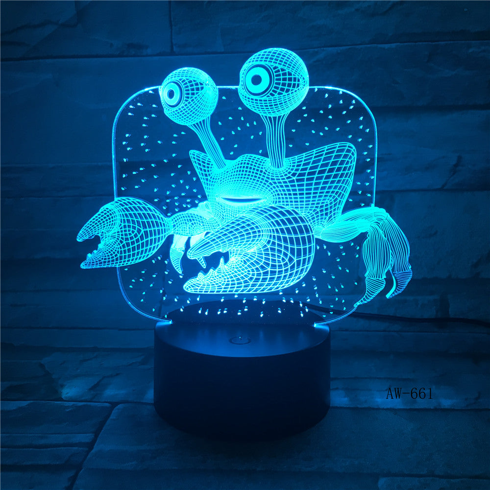 3D USB Children'S Bedside Sleep Led Decoration Creative Night Lights 7 Colors Visual Crab Table Lamp Lighting Fixtures AW-661