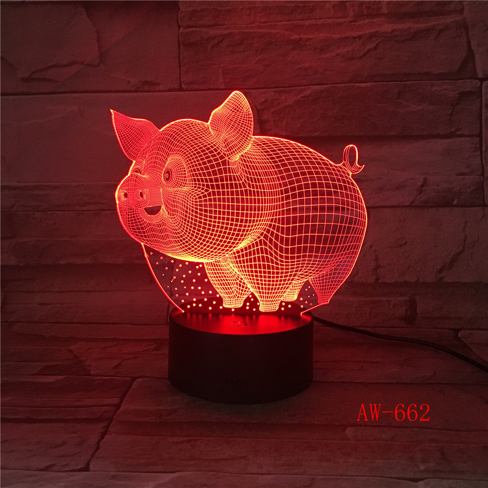 Pig 3D LED Night Light Remote Touch Control Colorful 5V USB Creative Acrylic Led Table Lamp Self Gifting Home Decor Gift AW-662
