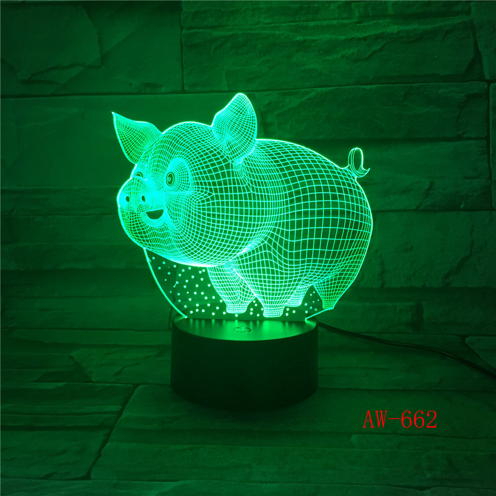 Pig 3D LED Night Light Remote Touch Control Colorful 5V USB Creative Acrylic Led Table Lamp Self Gifting Home Decor Gift AW-662