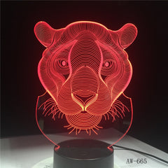 Holiday Gift LED Lights Novelty Tiger Lion shaped Seven Colors Home Lighting 3D Table Lamp USB NightLight Drop shipping AW-665