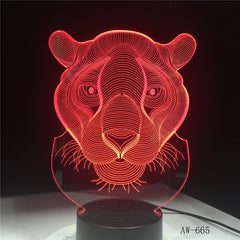 3D LED Night Lights Tiger 7 Colors Light for Home Decoration Lamp Amazing Visualization Optical Illusion Awesome Gift AW-665