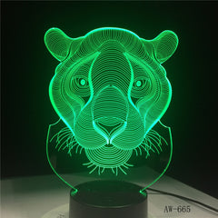 Holiday Gift LED Lights Novelty Tiger Lion shaped Seven Colors Home Lighting 3D Table Lamp USB NightLight Drop shipping AW-665