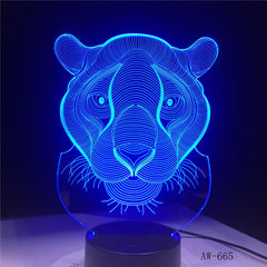 3D LED Night Lights Tiger 7 Colors Light for Home Decoration Lamp Amazing Visualization Optical Illusion Awesome Gift AW-665