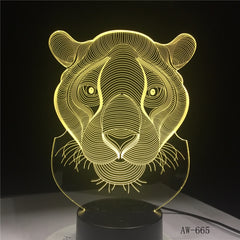 Holiday Gift LED Lights Novelty Tiger Lion shaped Seven Colors Home Lighting 3D Table Lamp USB NightLight Drop shipping AW-665