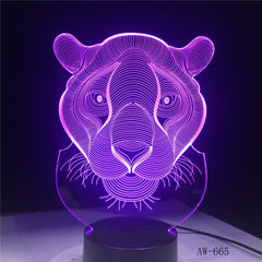 Holiday Gift LED Lights Novelty Tiger Lion shaped Seven Colors Home Lighting 3D Table Lamp USB NightLight Drop shipping AW-665