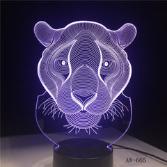 Holiday Gift LED Lights Novelty Tiger Lion shaped Seven Colors Home Lighting 3D Table Lamp USB NightLight Drop shipping AW-665