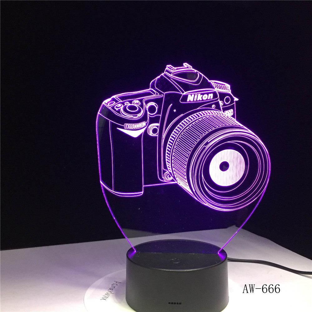 Nikon Camera 3D Led Night Light Led Acrylic Colorful lights Hologram Kids Table Lamp Atmosphere Led Light Lamp Cute Light AW-666