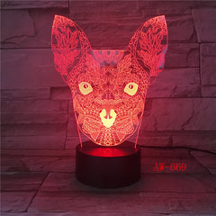 3D Cat LED Night Light USB Charging Animal Shape Indoor Decoration Lamp Kids Night Lamps For Room Indoor Light Dropship AW-669