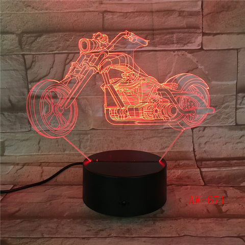 New Motor Shape Table lamp Touch Nightlight 7 Colors Changing Motorcycles Sleeping Lamparas Light Acrylic USB 3D LED Lamp AW-671