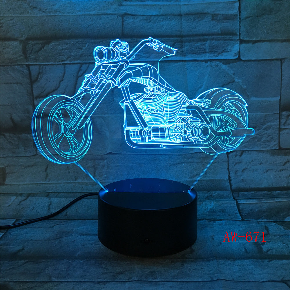 New Motor Shape Table lamp Touch Nightlight 7 Colors Changing Motorcycles Sleeping Lamparas Light Acrylic USB 3D LED Lamp AW-671