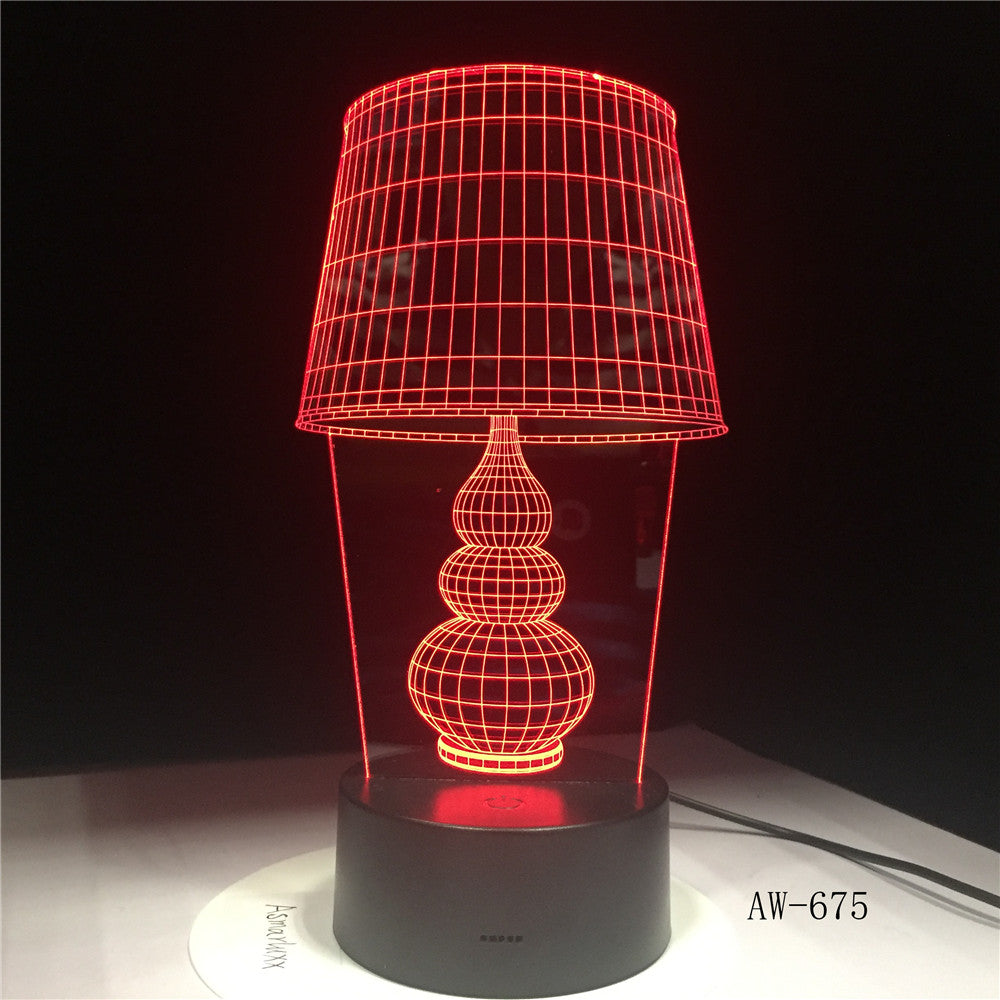 USB LED Night Light Lotus Flower 3D 7color holiday Desk Lamp Switch Lantern Touch laser para Christmas Gift Decoration AW-675