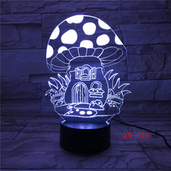 Fairy Mushroom House Illusion LED Nightlight 3D Colorful Mushroom Touch Lamp USB/Battery Powered Baby Sleep Lights Kids AW-676