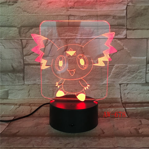 Pokemon Go Action Figure 3D RGB Lamp Pikachu Eevee Turtle Bird Fire Dragon Pokeball Ball Bulbasaur Bay Gift Night Light AW-678