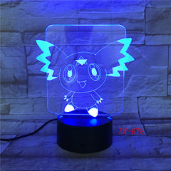 Pokemon Go Action Figure 3D RGB Lamp Pikachu Eevee Turtle Bird Fire Dragon Pokeball Ball Bulbasaur Bay Gift Night Light AW-678