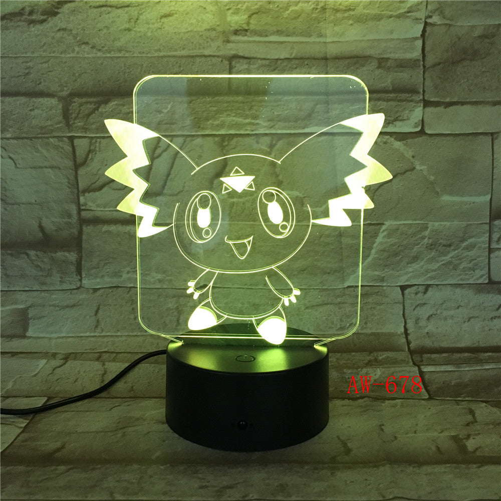 Pokemon Go Action Figure 3D RGB Lamp Pikachu Eevee Turtle Bird Fire Dragon Pokeball Ball Bulbasaur Bay Gift Night Light AW-678