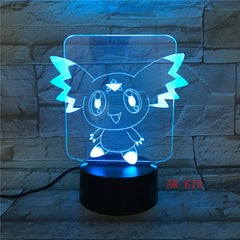 Pokemon Go Action Figure 3D RGB Lamp Pikachu Eevee Turtle Bird Fire Dragon Pokeball Ball Bulbasaur Bay Gift Night Light AW-678