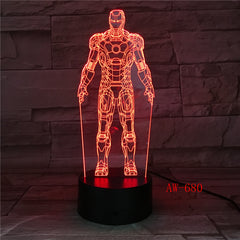 Ironman ColorS Changing 3D Led Nightlight Double Ironman 3D Table Lamp RGB USB LED Acrylic Decoration For Christmas Toy AW-680