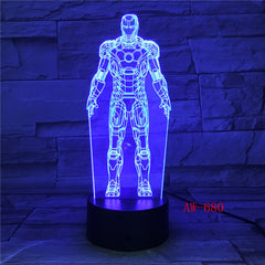 Ironman ColorS Changing 3D Led Nightlight Double Ironman 3D Table Lamp RGB USB LED Acrylic Decoration For Christmas Toy AW-680
