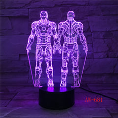 Ironman Action Figure 3D Led Night Light Super Hero Table Lamp Color Changing USB LED Acrylic Nightlight Decoration AW-681