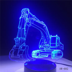 3D Excavator Night Light Illusion LED touch Table Lamp 7 Colors USB Novelty Car Shape Bedside Nightlight Lamps Boy Gift AW-682