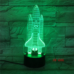 Spaceship 3d Small Night Light 7 Color Creative Aircraft 3d Visual Desk 3d Light Fixtures Led Usb Kids Lamp Dropshipping AW-686
